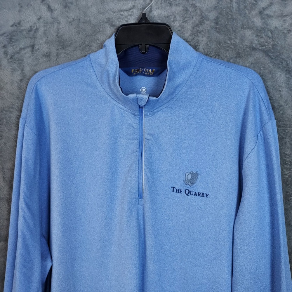 Polo Golf Ralph Lauren‎ Men's 2XL 1/4 Zip Performance Stretch Blue The Quarry